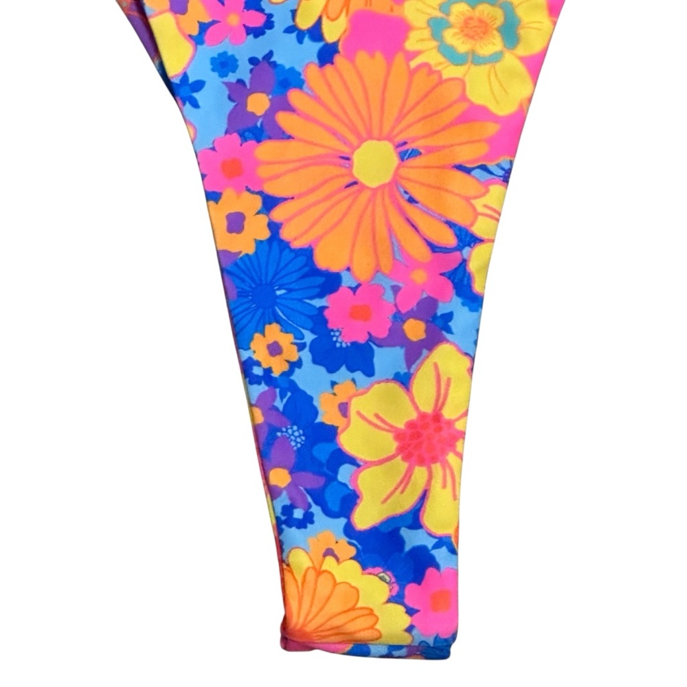 Kulani Kinis Floral Retro Thong Bikini Bottom Orange Pink Blue Purple Large Swim - Picture 5 of 8